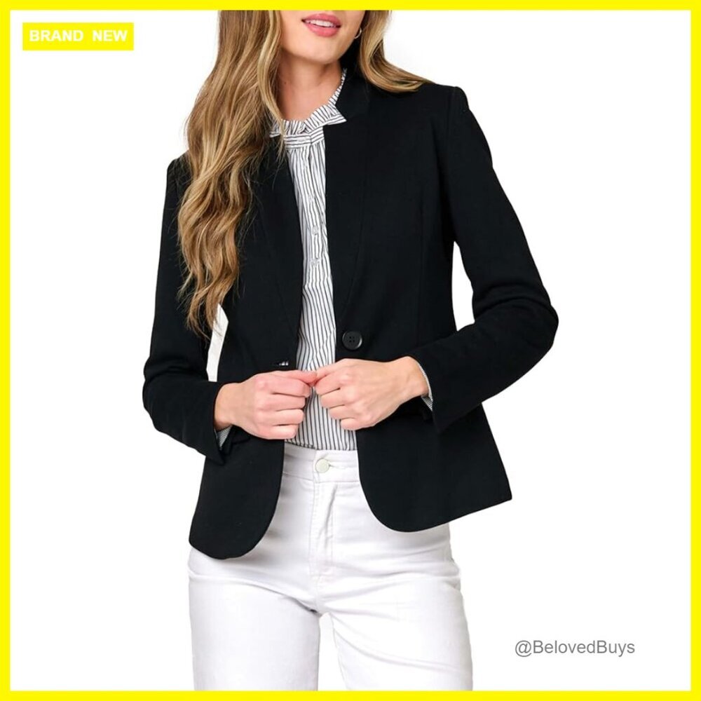 Women's Notch Collar Knit Blazer, Open Front Office Jacket, Business Casual